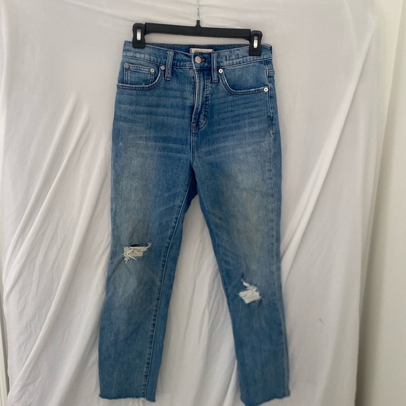 Madewell Perfect Vintage Crop Jeans Distressed Medium Wash Size 26 - Picture 1 of 6